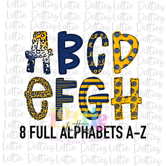 Navy and Gold Alpha - Alphabet Clipart - Instant Download  - Alpha Pack