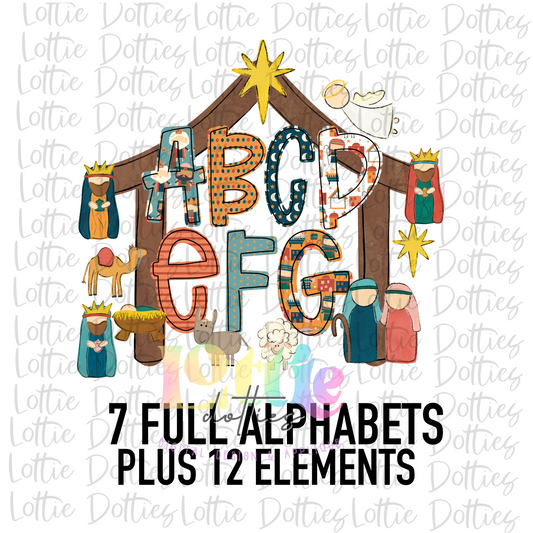 Nativity Lettered Alphabet - Alpha Pack - Alphabet Clipart - Instant Download  - Alpha Pack