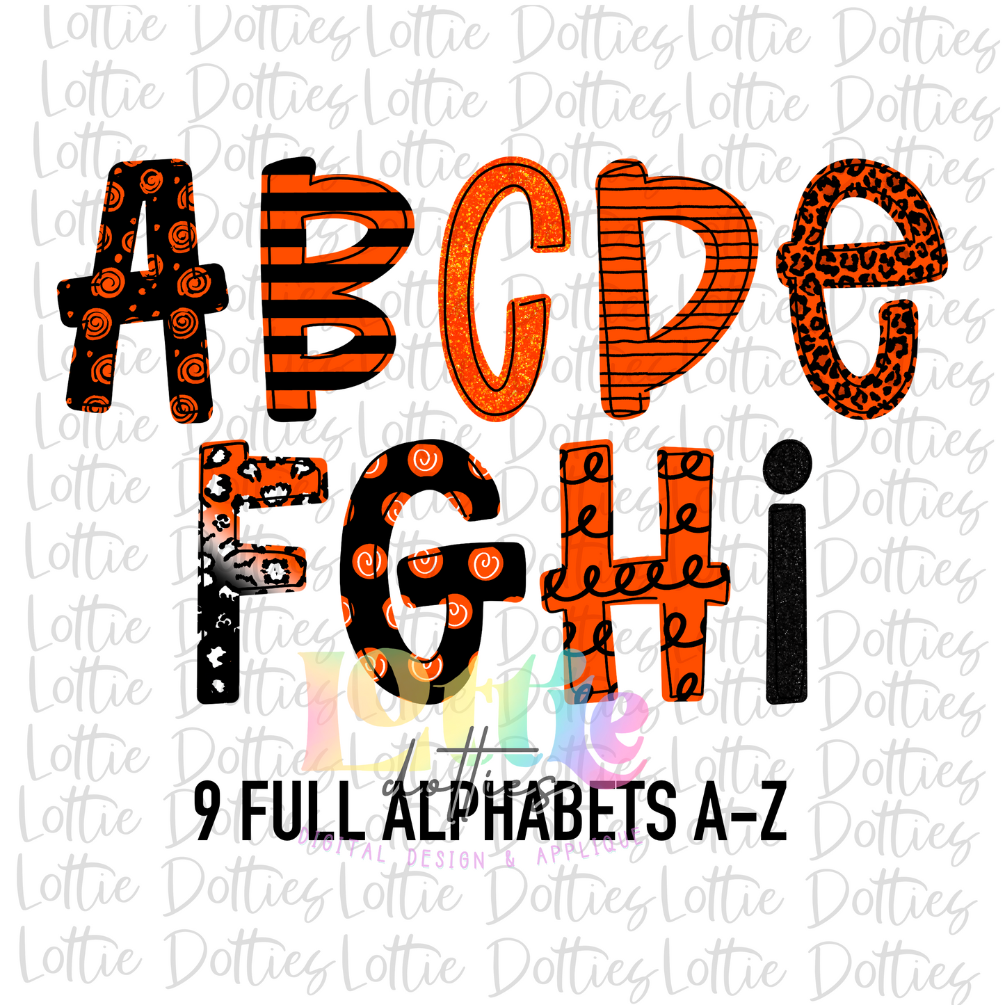 Orange and Black Spirit Alphabet - Alpha Pack - Alphabet Clipart - Instant Download  - Alpha Pack