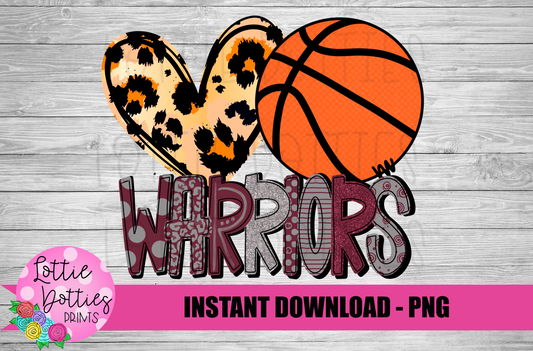 Warriors Basketball Png - Mascot Sublimation Design - Digital Download