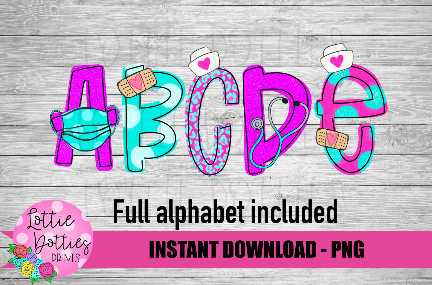 Nurse Alphabet - Nurse Alpha Pack - Alphabet Clipart - Instant Download