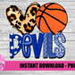 Devils basketball Png - Basketball Sublimation Design - Digital Download
