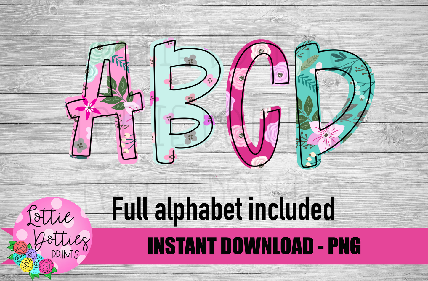 Floral Alphabet - Alpha Pack - Alphabet Clipart - Instant Download