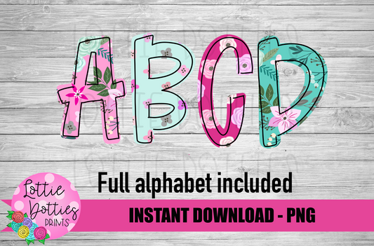 Floral Alphabet - Alpha Pack - Alphabet Clipart - Instant Download