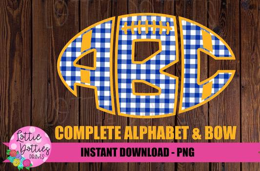 Football Alpha - Blue and Gold Alphabet - Alpha Pack - Alphabet Clipart - Instant Download  - Alpha Pack