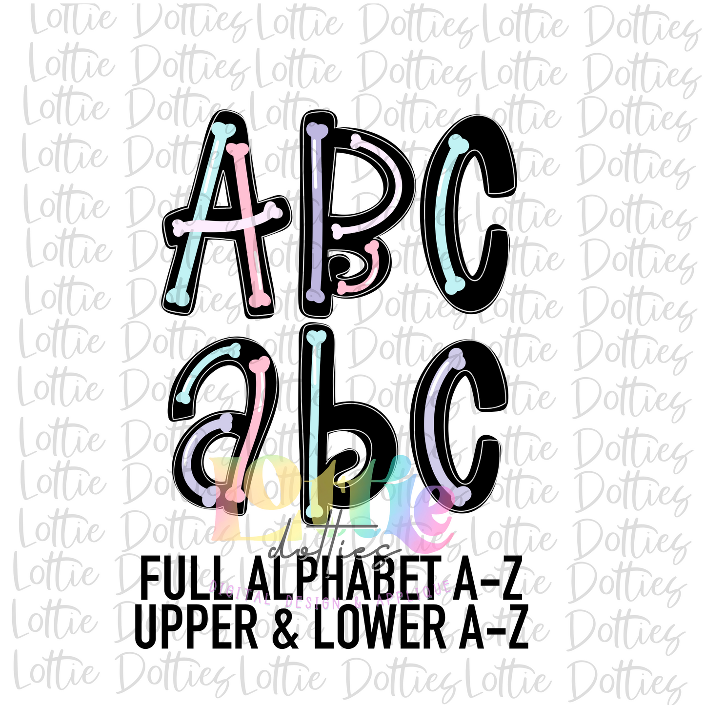 Skelly Bones Alphabet - Pastel Halloween Alpha Pack - Alphabet Clipart - Instant Download  - Boy Alpha Pack