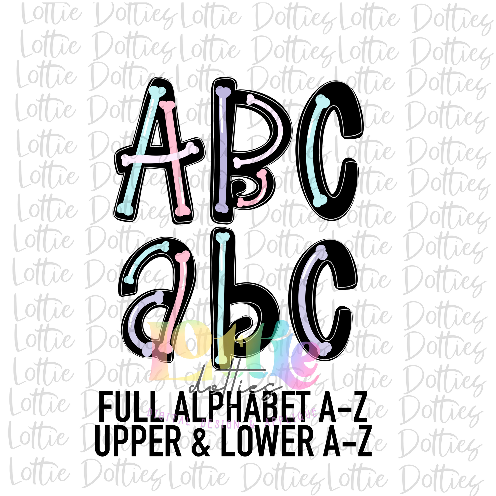 Skelly Bones Alphabet - Pastel Halloween Alpha Pack - Alphabet Clipart ...