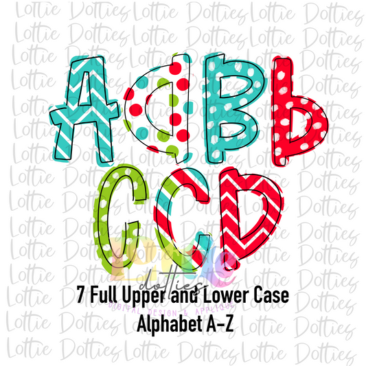 Whimsical Blue Christmas Alphabets -  7 Full Upper and Lower Case A-Z Alpha Pack - Alphabet Clipart - Instant Download - Pirate