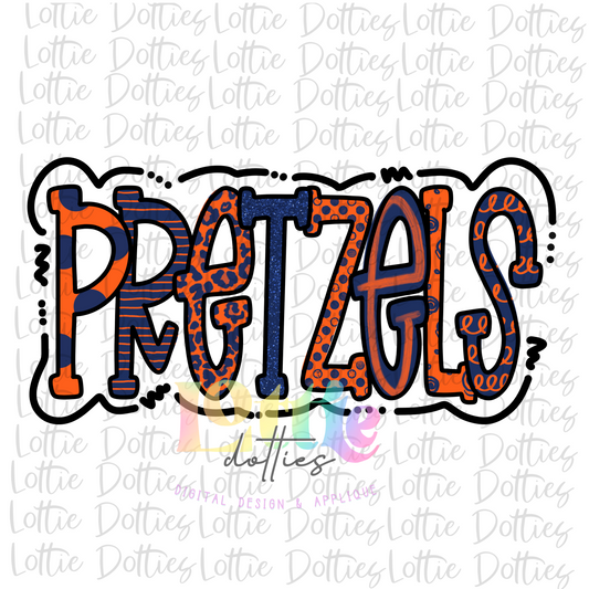 Pretzels PNG - Pretzels Navy and Orange design - Digital Download