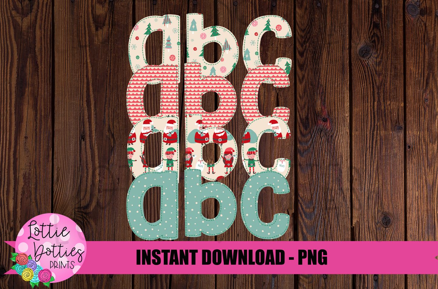 Christmas Faux Applique Alphabet - Alpha Pack - Alphabet Clipart - Instant Download  - Christmas Alpha Pack