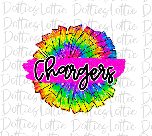 Chargers Pom Png - Cheer Sublimation File - Instant download - Digital Download