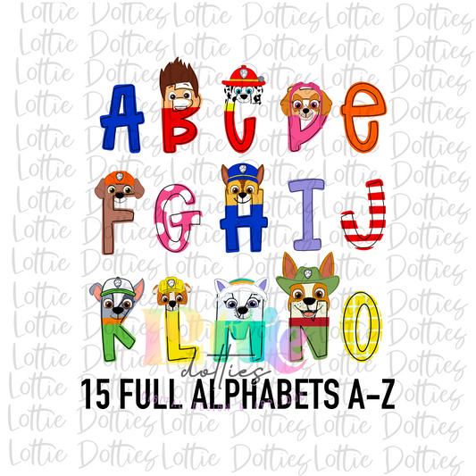 Dog Patrol Alpha - Alpha Pack - Alphabet Clipart - Instant Download  - Alpha Pack