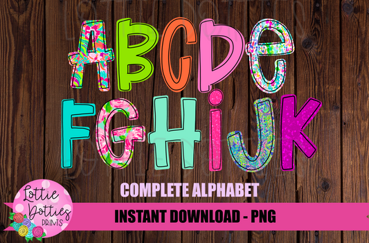 Preppy Summer Alphabet - Alpha Pack - Alphabet Clipart - Instant Download