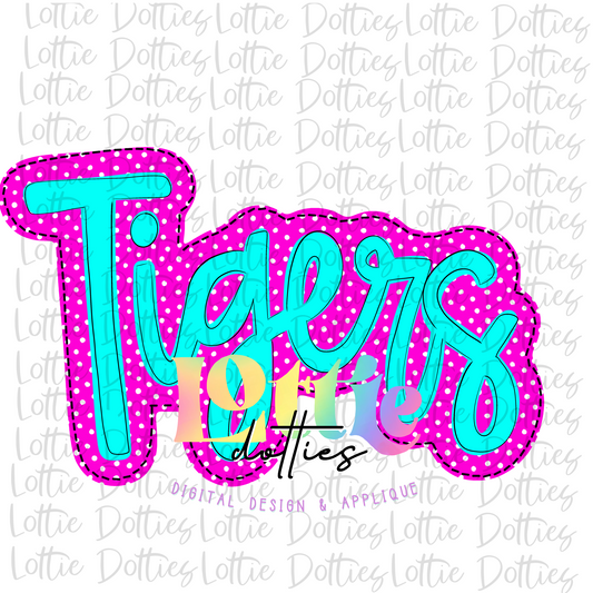 Tigers PNG - Tigers sublimation design - Digital Download - Pink and Blue Neon