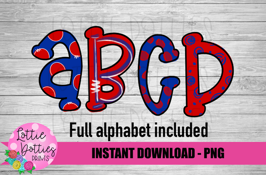 Royal and Red Hand Lettered Alphabet - Alpha Pack - Alphabet Clipart - Instant Download  - Girl Alpha Pack