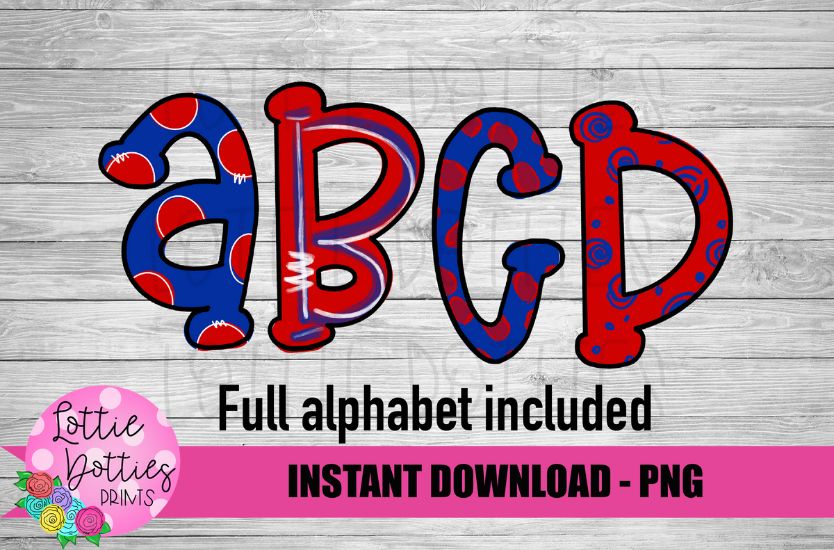 Royal and Red Hand Lettered Alphabet - Alpha Pack - Alphabet Clipart ...