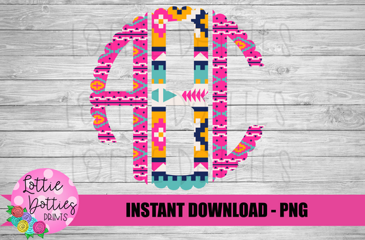 Aztec Scallop Monogram Alphabet - Alpha Pack - Alphabet Clipart - Instant Download