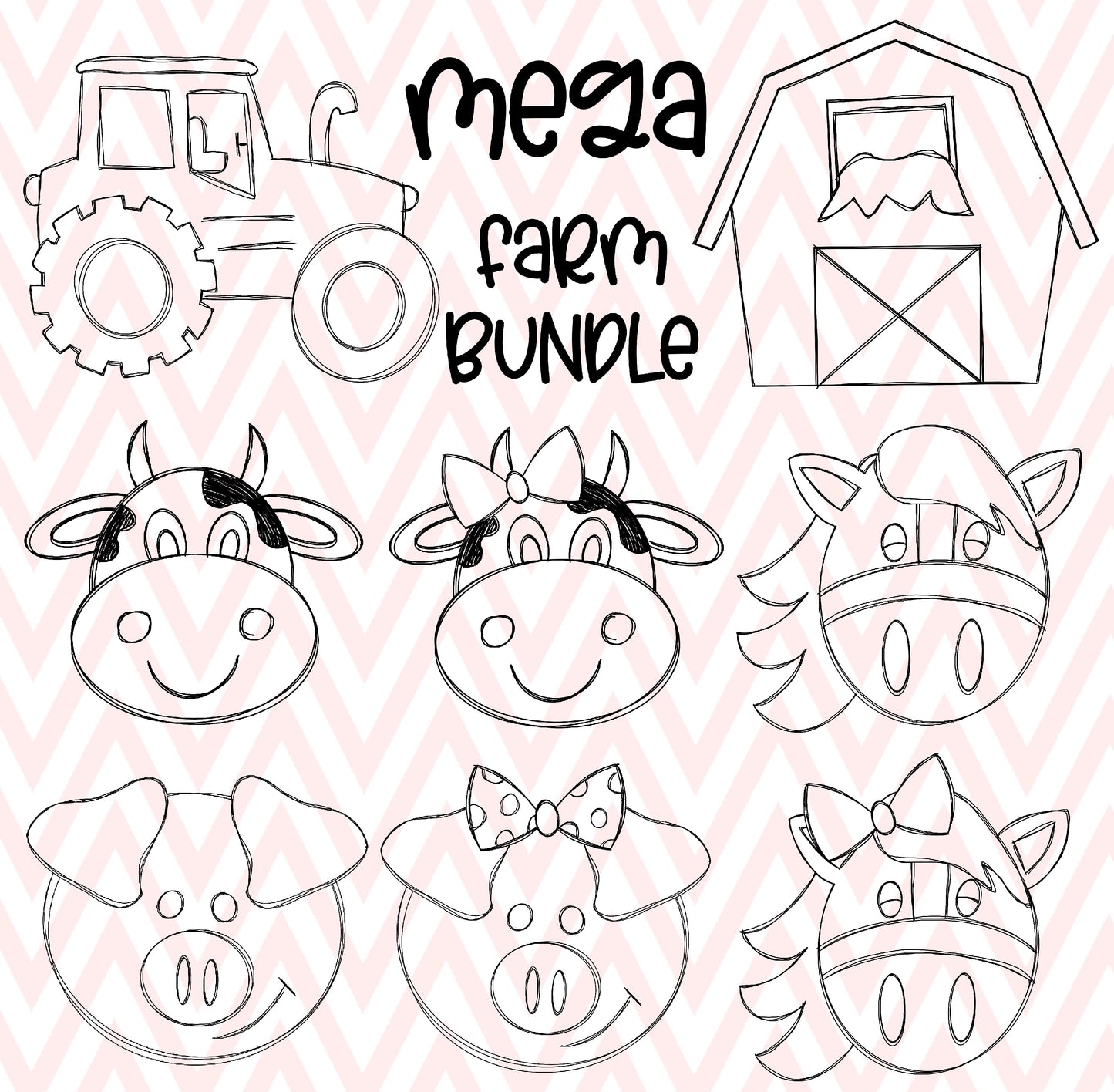 Mega Farm Bundle Sketch Png - Farm Sketch Design - Farm Design