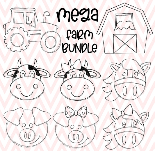 Mega Farm Bundle Sketch Png - Farm Sketch Design - Farm Design