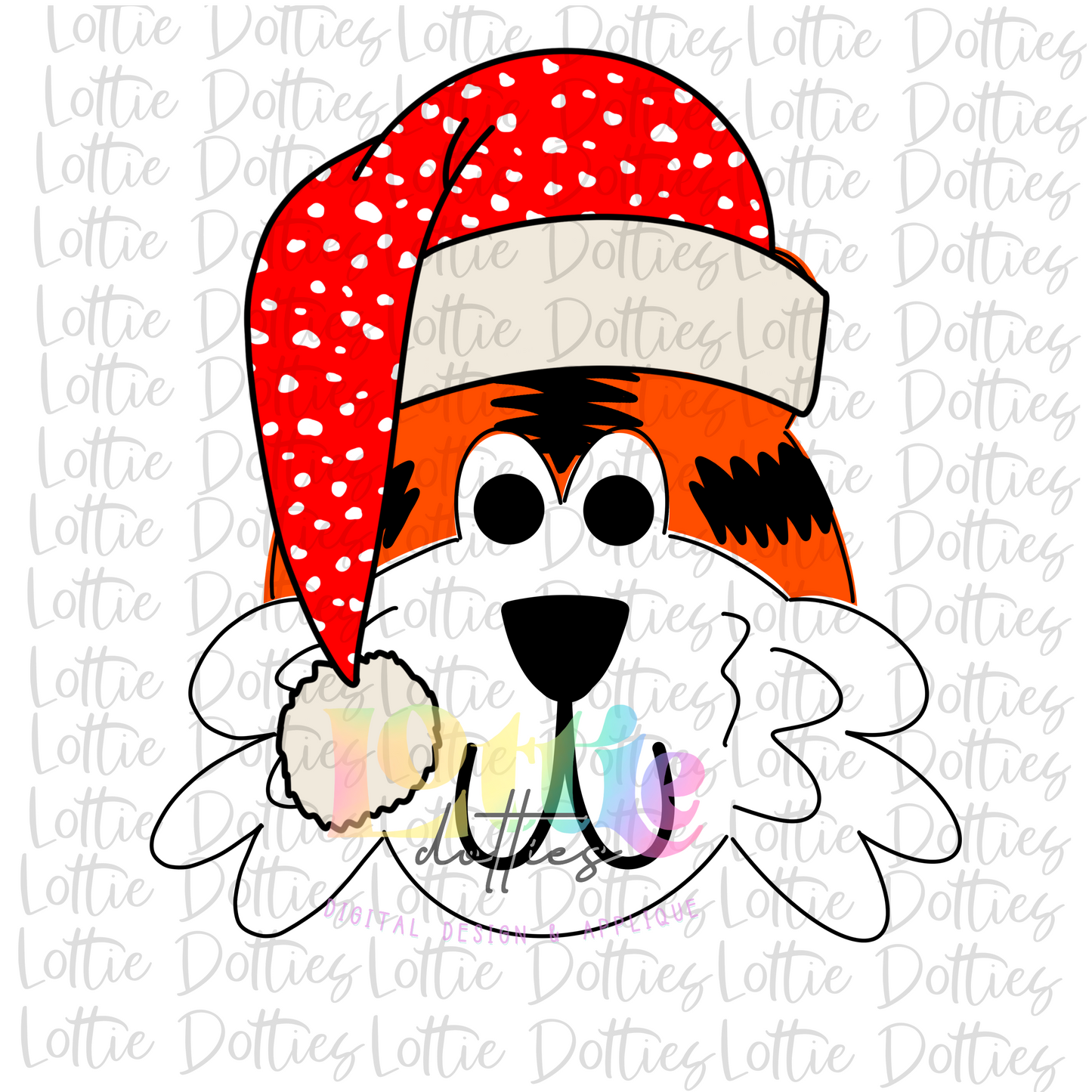 Tiger Santa Hat Black and Orange Png - Sublimation Design- Digital Download