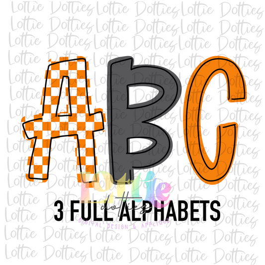 Orange Checkerboard Alphabet | Alpha Pack | Instant Download