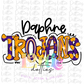Daphne Trojans - PNG - sublimation design - Digital Download  - Royal and Gold