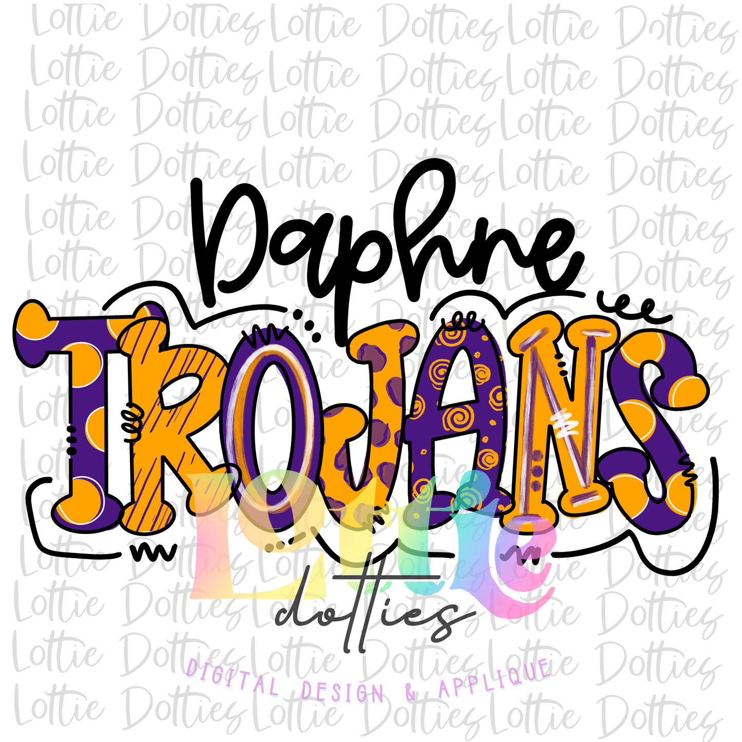 Daphne Trojans - PNG - sublimation design - Digital Download  - Royal and Gold