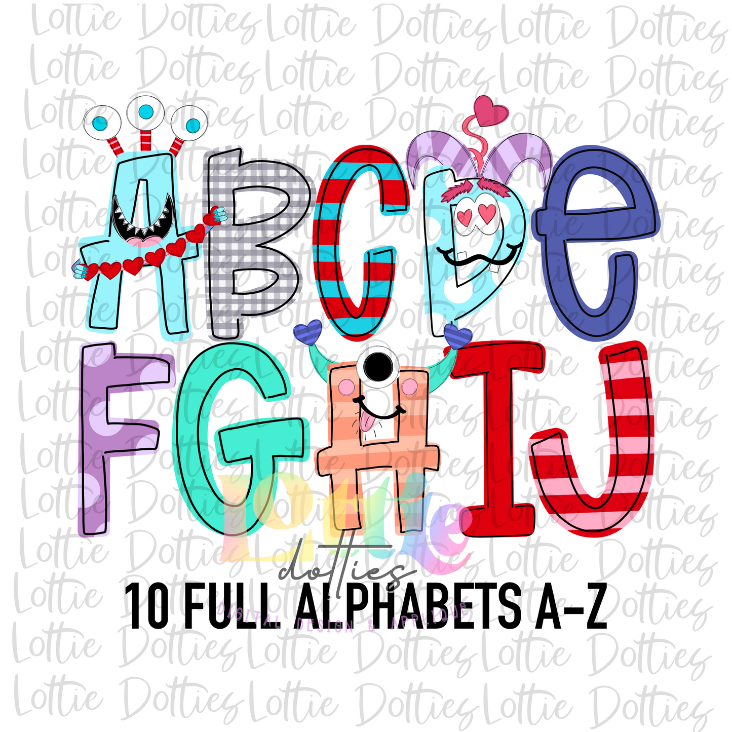 Love Monster Alpha - Love Monster - Valentine’s Day Alpha - Alphabet Clipart - Instant Download  - Alpha Pack