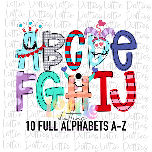 Love Monster Alpha - Love Monster - Valentine’s Day Alpha - Alphabet Clipart - Instant Download  - Alpha Pack