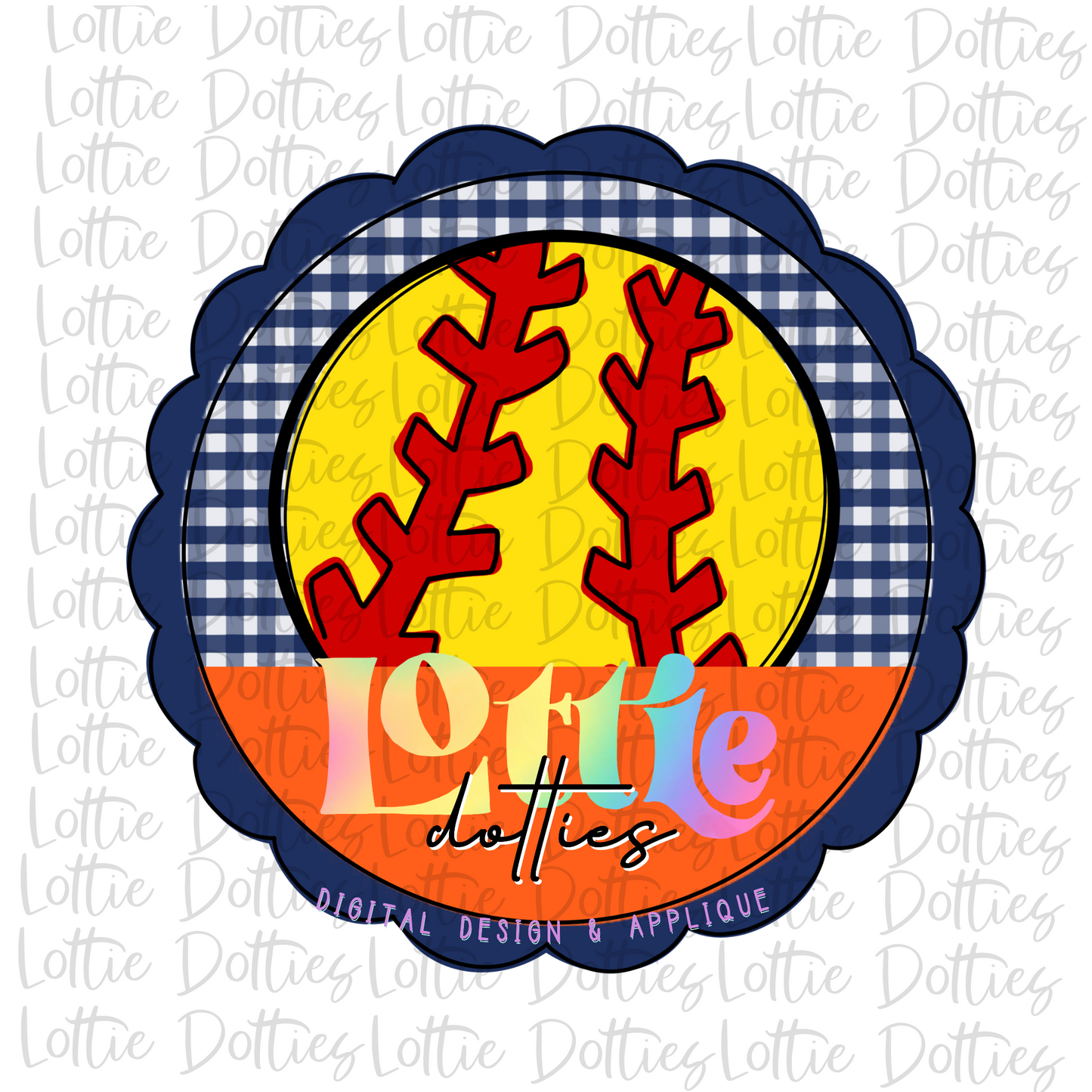 Softball Circle  - PNG -Softball Sublimation- Digital Download - Navy and Orange