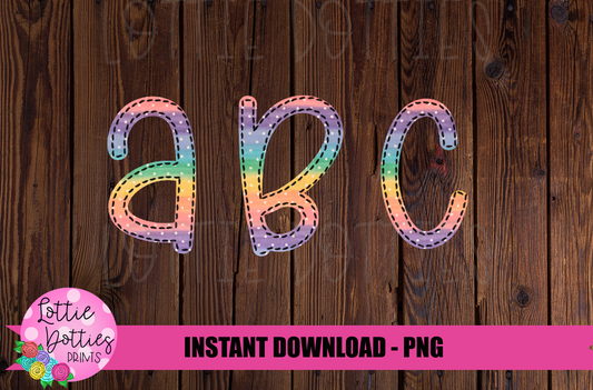 Rainbow Stripe Faux Applique Alphabet - Alpha Pack - Alphabet Clipart - Instant Download - Rainbow