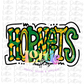 Hornets PNG -  Hornets sublimation design - Digital Download - Green and Gold
