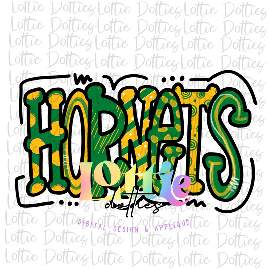Hornets PNG -  Hornets sublimation design - Digital Download - Green and Gold