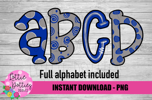 Royal Gray and White Hand Lettered Alphabet - Alpha Pack - Alphabet Clipart - Instant Download  - Alpha Pack