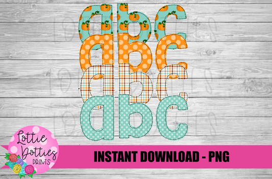 Pumpkin Faux Applique Alphabet - Alpha Pack - Alphabet Clipart - Instant Download  - Boy Alpha Pack