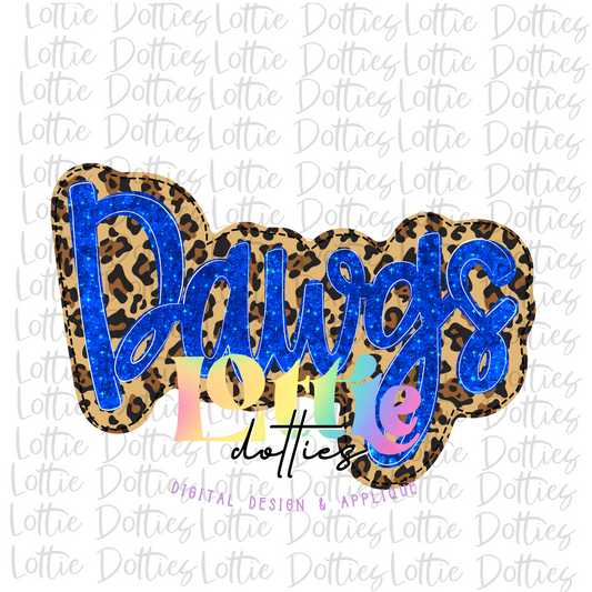 Dawgs PNG - Dawgs Sublimation Digital Download - Leopard and Blue Glittler