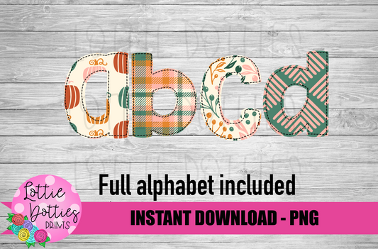 Pumpkin Faux Applique Alphabet - Alpha Pack - Alphabet Clipart - Instant Download  - Girl Alpha Pack