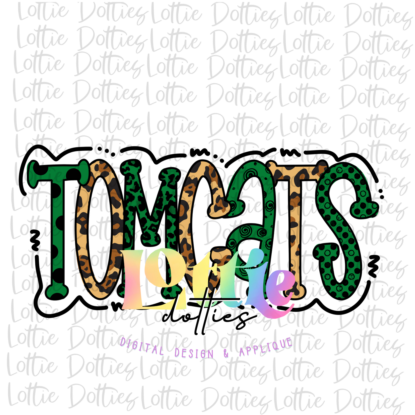 Tomcats PNG - Tomcats Sublimation - Digital Download - Kelly Green, Black and Leopard