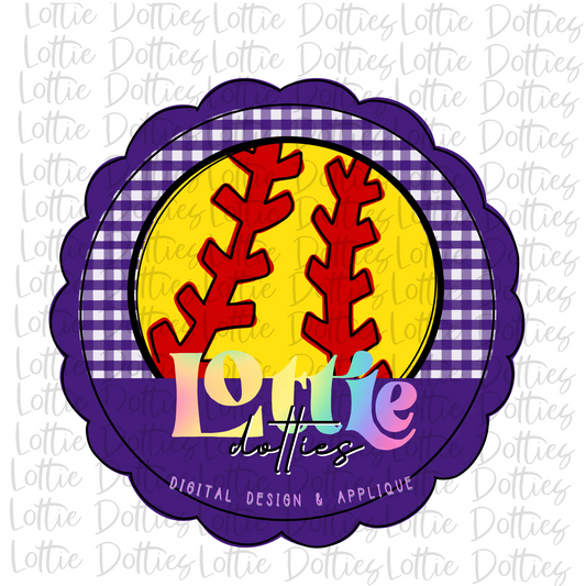 Softball Circle  - PNG -Softball Sublimation- Digital Download -Purple and White