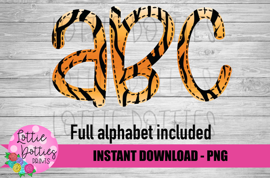 Tiger Faux Applique Alphabet - Alpha Pack - Alphabet Clipart - Instant Download  - Alpha Pack