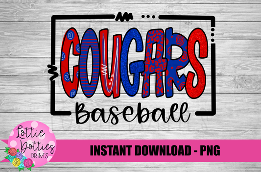 Cougars Baseball Png - Sublimation Design - Cougars  Sublimation- Digital Download