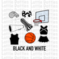 Black and White Basketball and Cheer Elements - Basketball Alpha Pack add ons - Basketball Clipart - Digital Download - PNG