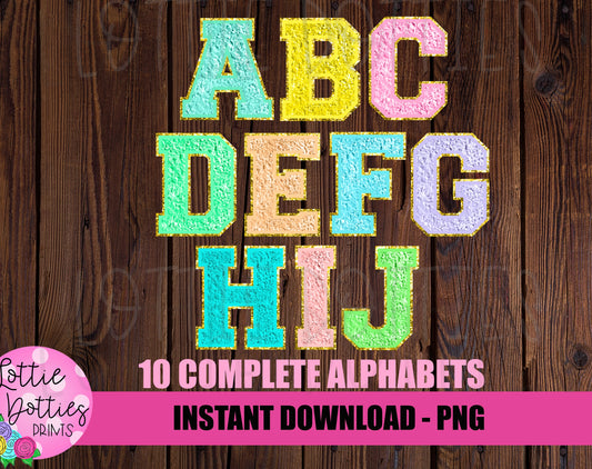 Spring Gold Chenille Alphabet - Alpha Pack - Alphabet Clipart