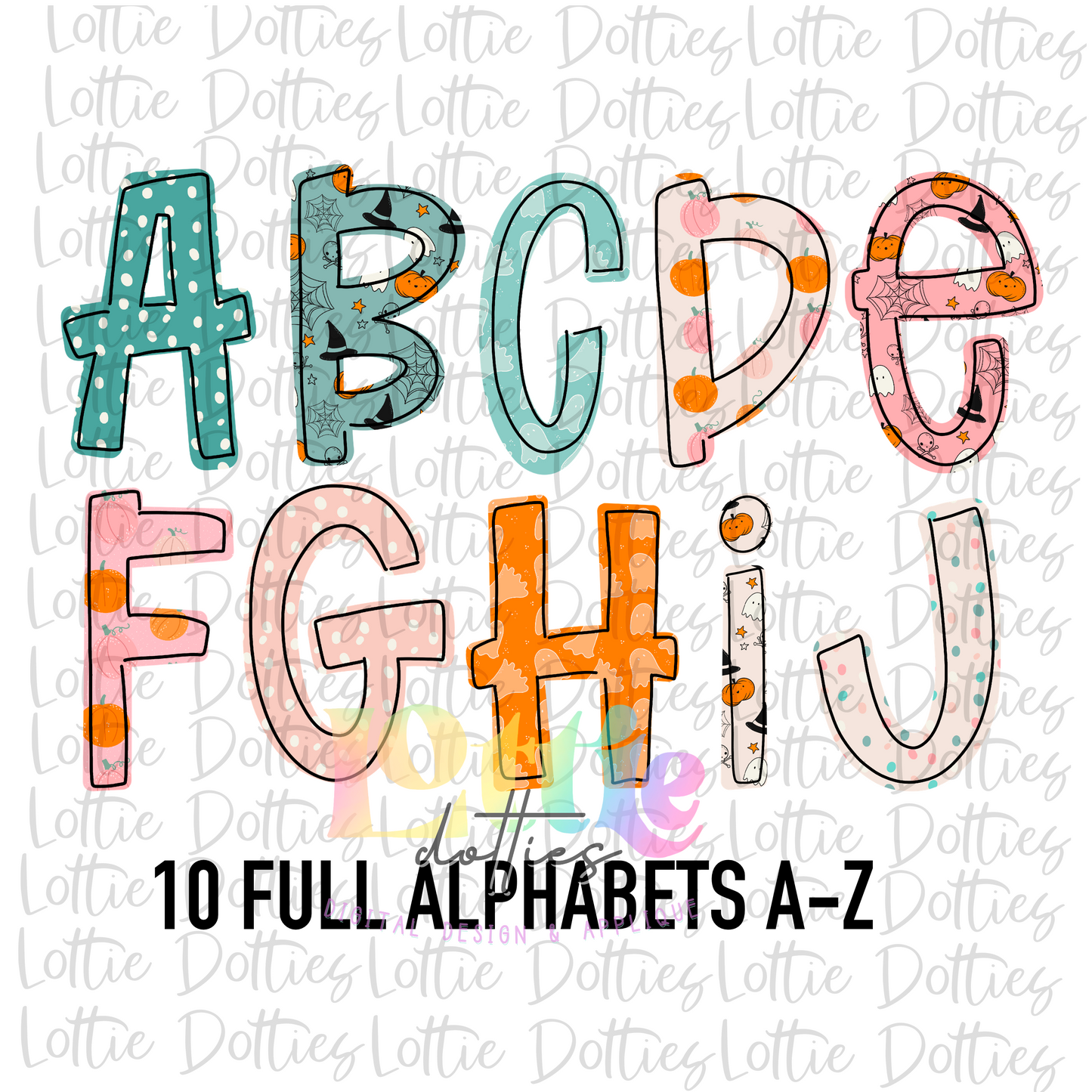 Pretty Sweet Halloween Alphabet - Alpha Pack - Alphabet Clipart - Instant Download  - Girl Alpha Pack