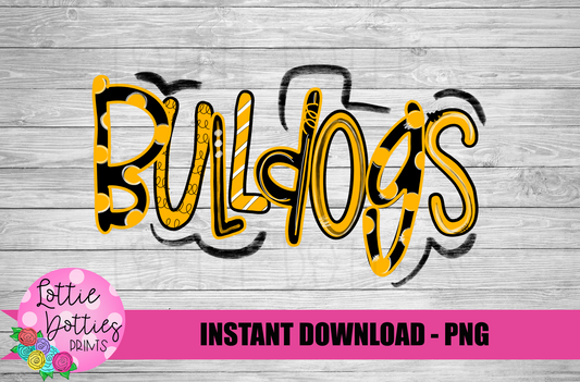 Bulldogs PNG - Black and Gold Bulldogs  -  sublimation design - Digital Download