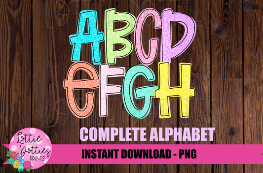 Pastel Glitters Alphabet - Alpha Pack - Alphabet Clipart - Instant Download  - Alpha Pack