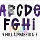 Purple and Black Alpha - Alphabet Clipart - Instant Download  - Alpha Pack