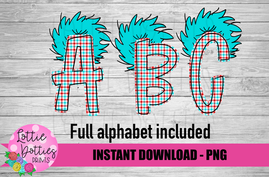 Read Across America Alphabet - plaid thing Alpha Pack - Alphabet Clipart - Instant Download  - Alpha Pack