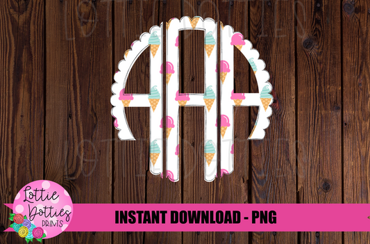 Ice Cream Faux Applique Alphabet - Alpha Pack - Alphabet Clipart - Instant Download  - Girl Alpha Pack