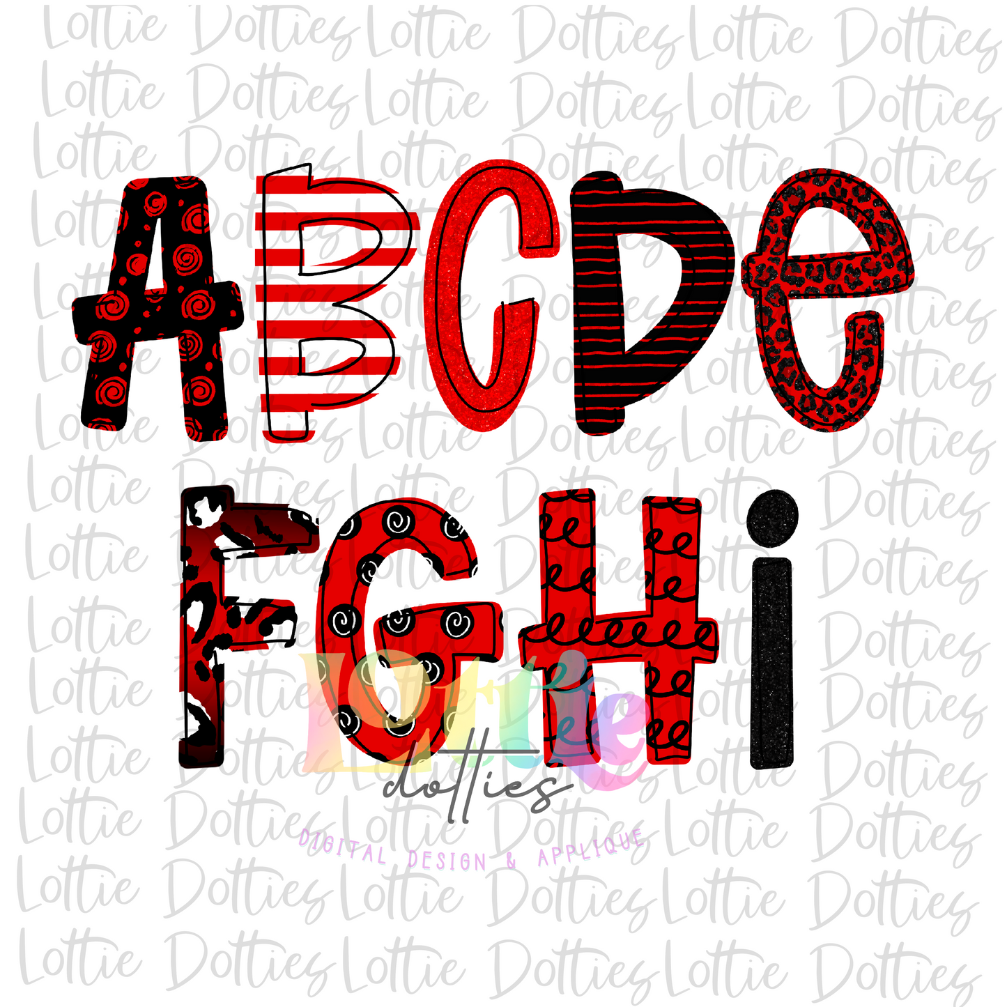 Red and Black  Hand Lettered Alphabet - Alpha Pack - Alphabet Clipart - Instant Download  - Girl Alpha Pack